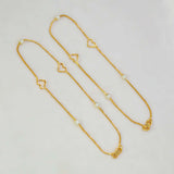 Gold Plated Dual - Tone Bead Heart Box Chain Anklets - K Supreme