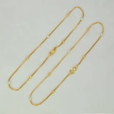 Gold Plated Dual Tone Beaded Box Chain Anklets - K Supreme