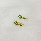 Gold Plated Emerald Stone Floral Second Studs/Nose Studs - KSupreme