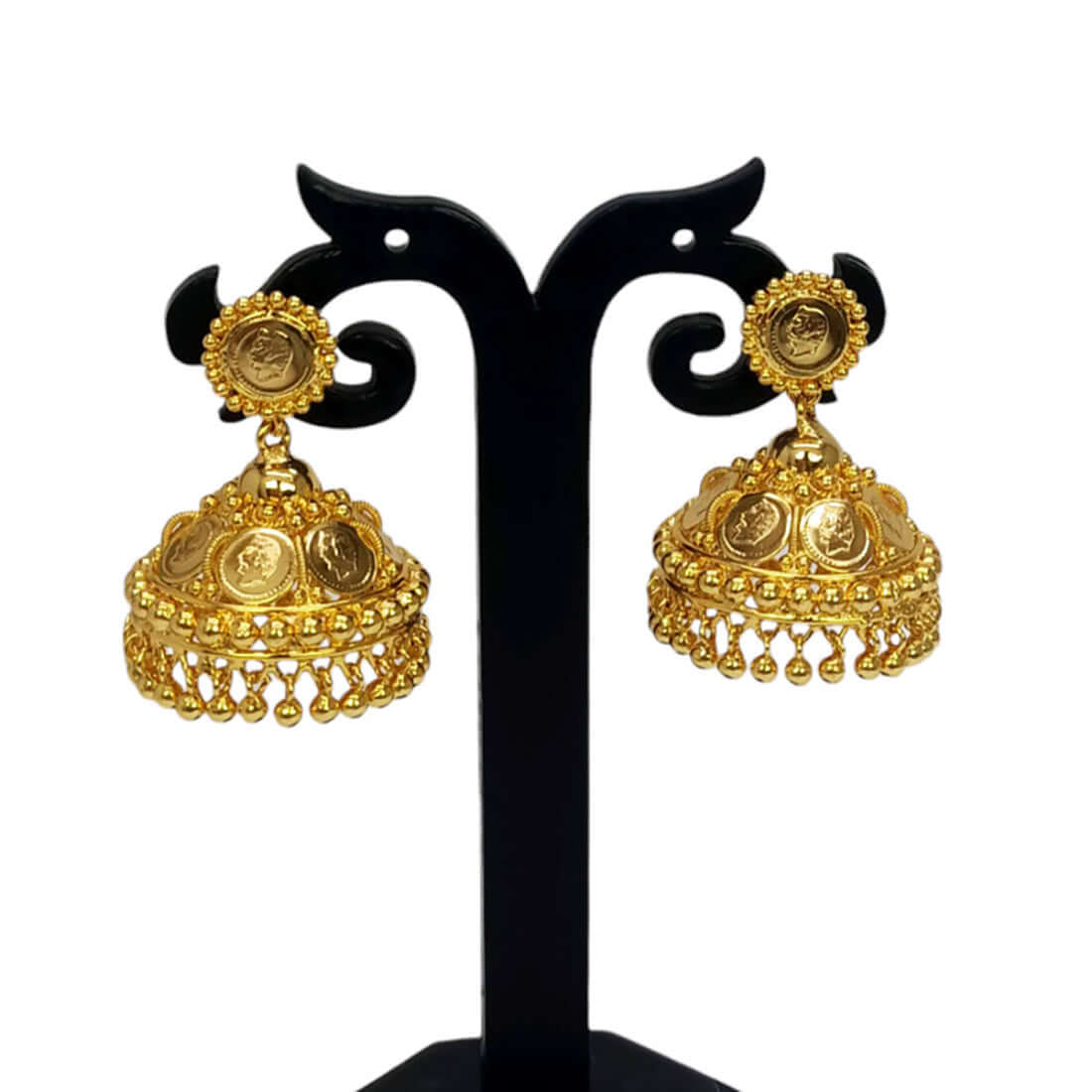 Gold Plated Ethnic Kasu Umbrella Jumka Earrings - K Supreme