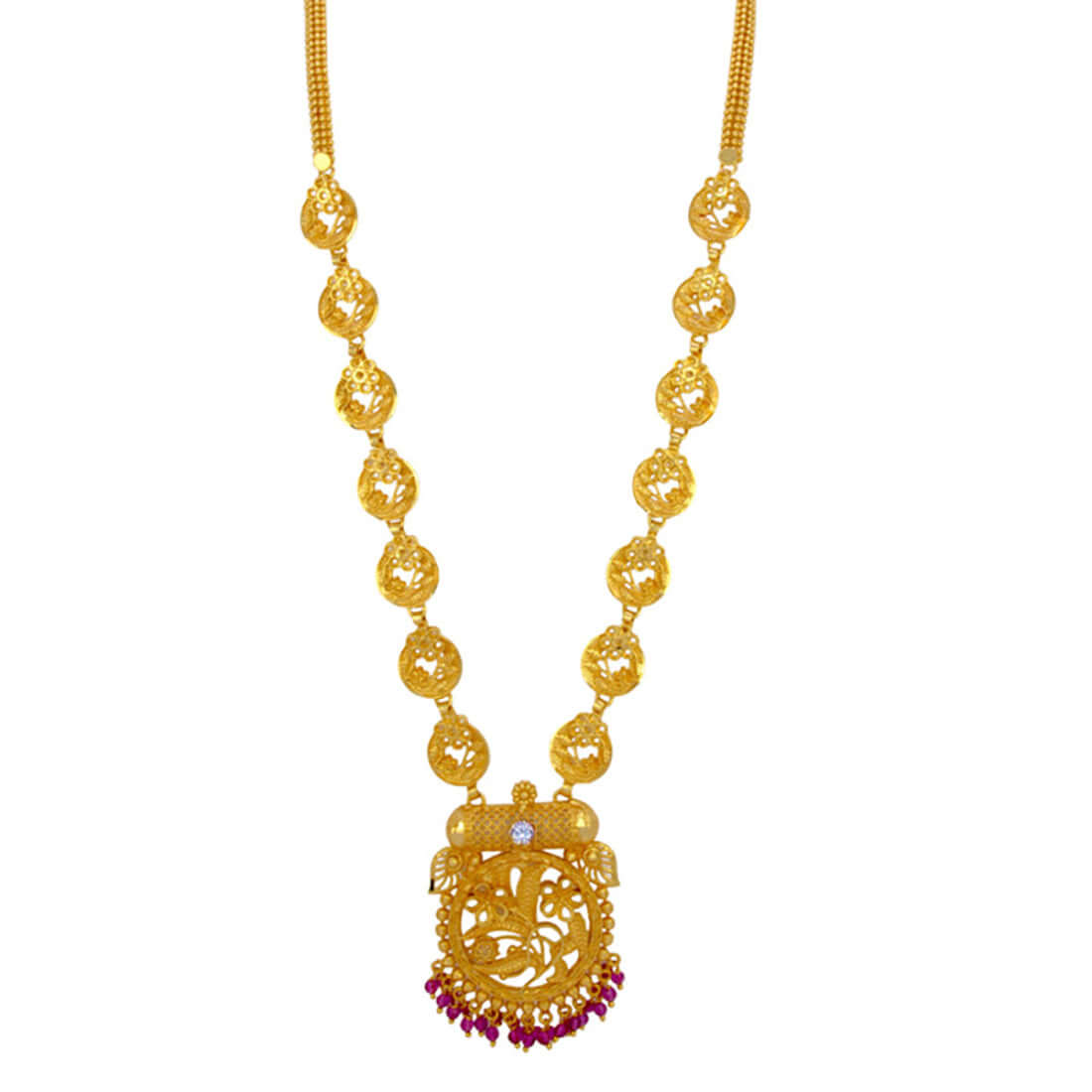 Gold Plated Floral Classic Pendant Long Chain - K Supreme