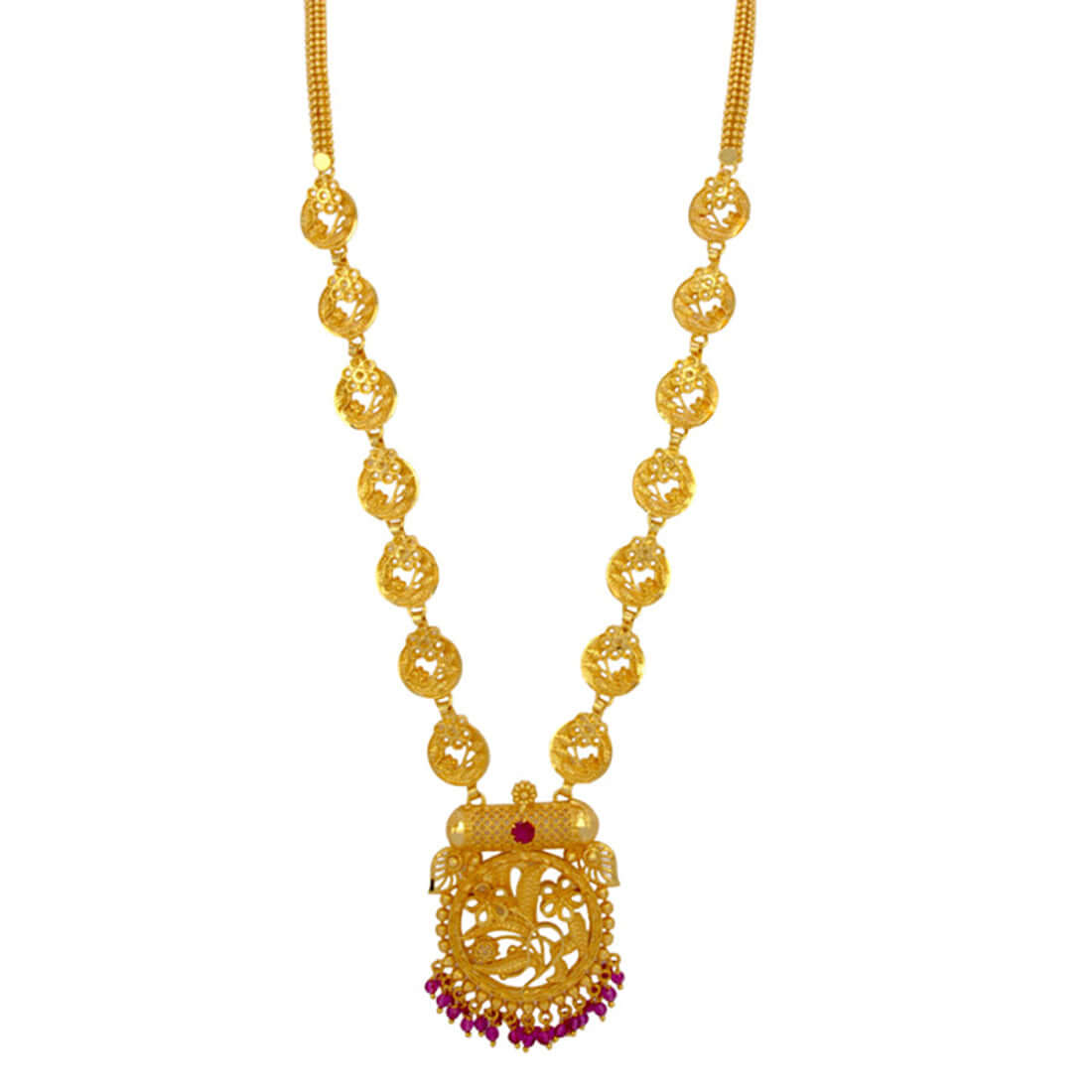 Gold Plated Floral Classic Pendant Long Chain - K Supreme