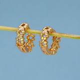 Gold - Plated Floral Hoop Earrings - K Supreme