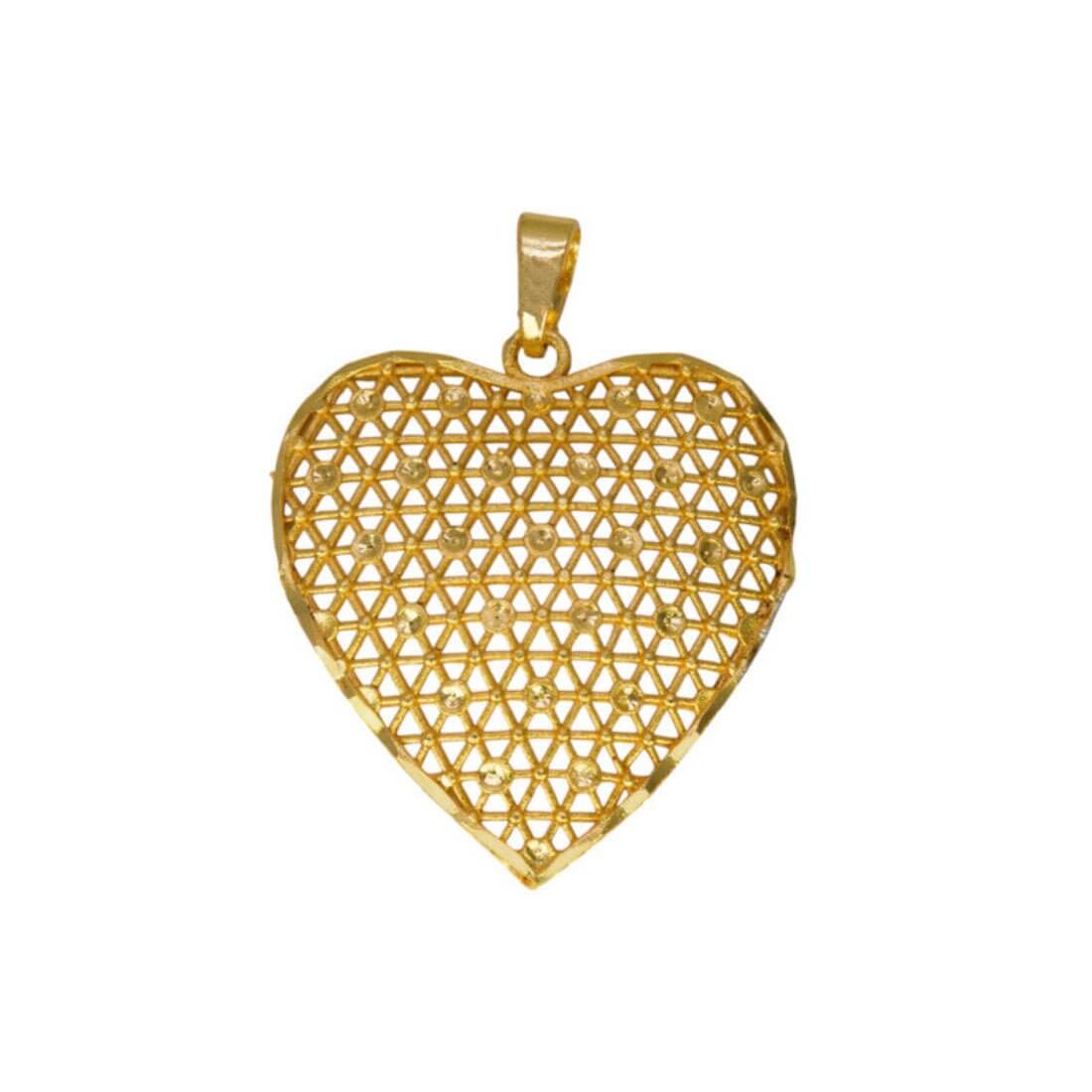 Gold Plated Intricate Design Net Heart Pendant - K Supreme
