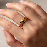 Gold Plated Sacred Knot and Heart Finger Ring