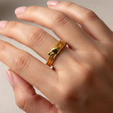 Gold Plated Sacred Knot and Heart Finger Ring