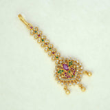 Gold Plated Sparkling Ruby Emerald CZ Maang Tikka - K Supreme