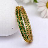 Gold Plated Square Semi Precious Stone Bangles - KSupreme