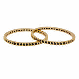 Gold Plated Square Semi Precious Stone Bangles - KSupreme