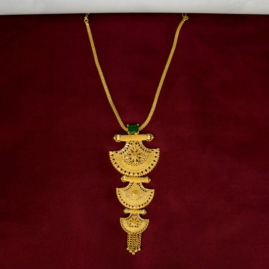 Gold Plated Three - Step Classic Design Pendant Chain Necklace - KSupreme