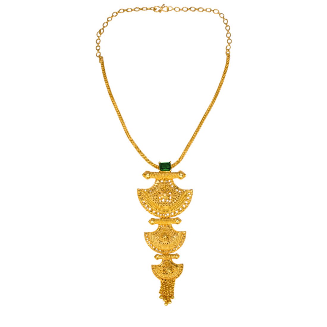 Gold Plated Three - Step Classic Design Pendant Chain Necklace - KSupreme
