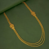 Gold Plated Three Strand Floral Double Side Mugappu Necklace - K Supreme