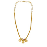 Gold Plated Triple Head Kasu/coin With Ruby Stone Necklace - KSupreme