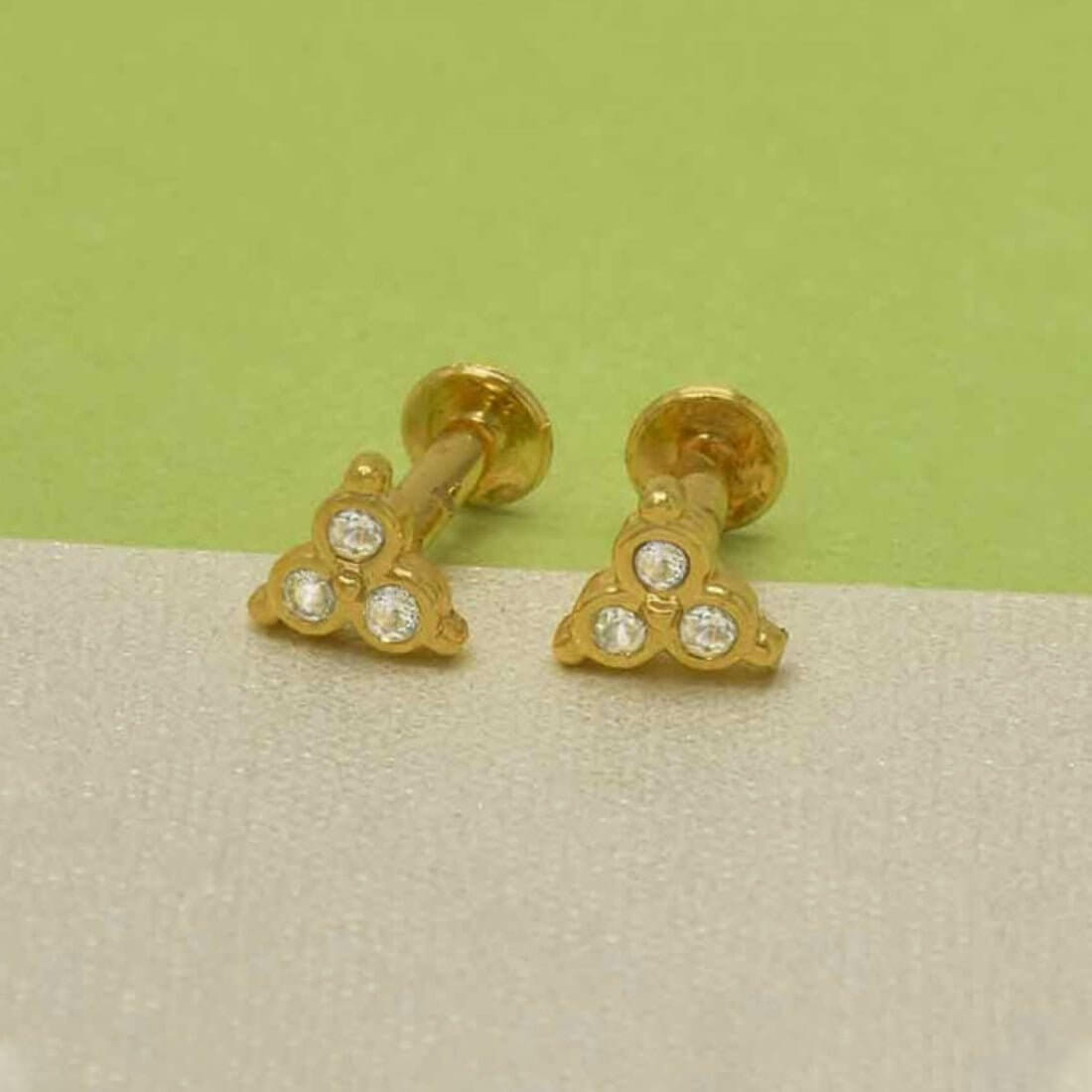 Gold Plated Triple Stone Nose Stud/Second Studs - K Supreme