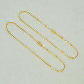 Gold Plated Triple Two - Tone Beads Box Chain Anklets - K Supreme