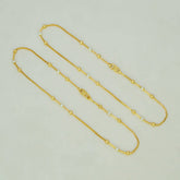 Gold Plated Triple Two - Tone Beads Box Chain Anklets - K Supreme