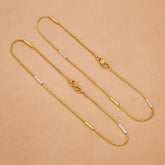 Gold Plated Two - Tone Pipe Design Box Chain Anklets - K Supreme