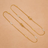 Gold Plated Two - Tone Pipe Design Box Chain Anklets - K Supreme
