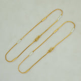 Gold Plated Two - Tone Pipe Design Box Chain Anklets - K Supreme