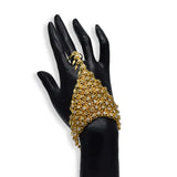 Bridal Gold Plated White Stone Finger Ring Set showcased on a black hand mannequin with elegant CZ stone design.