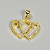 गोल्डन डबल हार्ट क्यूबिक ज़िरकोनिया पेंडेंट