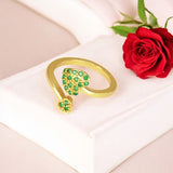 Gorgeous Gold Plated Emerald Heart Finger Ring - KSupreme