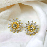 Gorgeous Gold Plated Semi-Precious Stones Floral Ear Studs