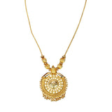 Graceful Gold Plated Floral Round Pendant Necklace - KSupreme