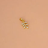 Graceful Gold Plated Leaf Design Stone Pendant - K Supreme