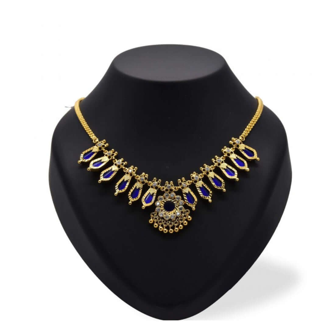 Indian Traditional Nagapadam Necklace - 6 Stones - Blue- K Supreme