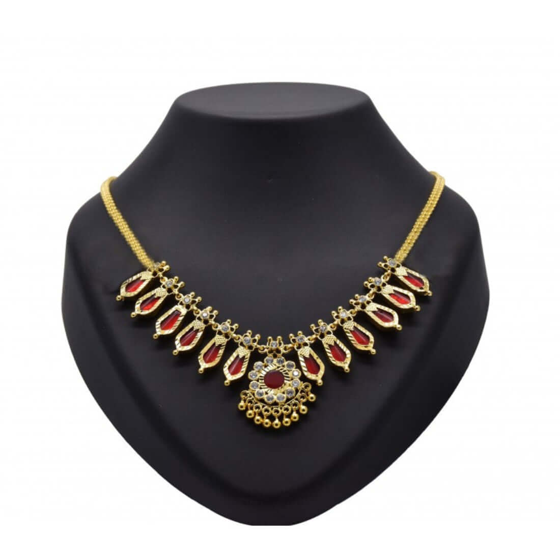 Indian Traditional Nagapadam Necklace - 6 Stones - Red - K Supreme