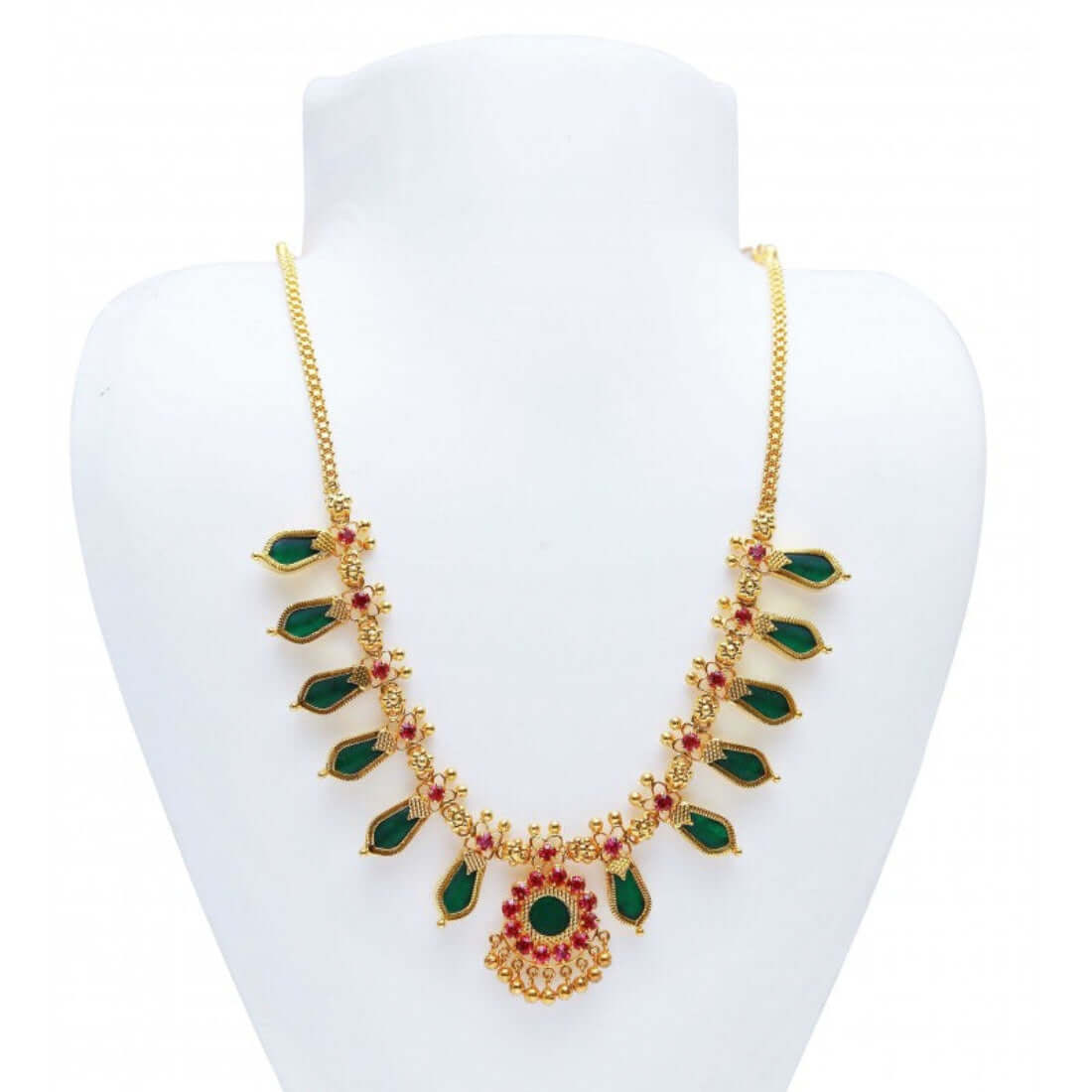 Indian Traditional Nagapadam Necklace - 6 Stones - Green K Supreme