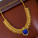 Kerala Gold Plated Mullamottu Enamel Pendant Necklace - KSupreme