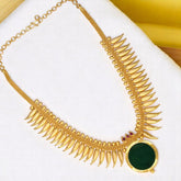 Kerala Gold Plated Mullamottu Enamel Pendant Necklace - KSupreme