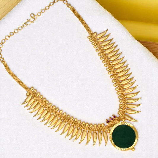 Kerala Gold Plated Mullamottu Enamel Pendant Necklace - KSupreme