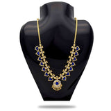 Kerala Gold Plated Palakka Necklace - 7 Stones - Blue - K Supreme