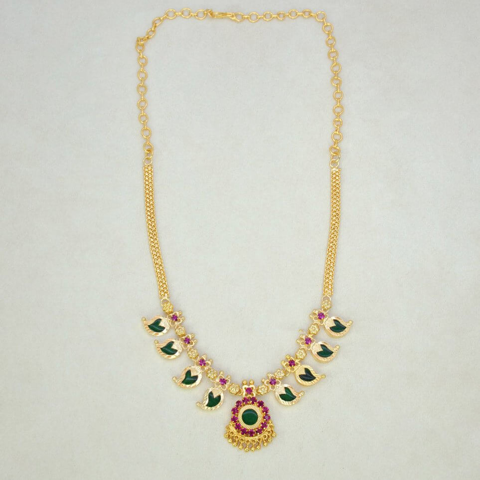 Kerala Gold Plated Short Green Mango Necklace - K Supreme