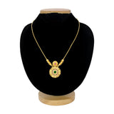 Kerala - Style Gold Plated Ruby Floral Pendant Necklace - K Supreme