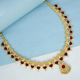 Kerala Traditional CZ Red Palakka Necklace With Pendant - K Supreme
