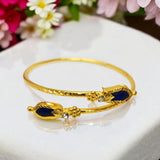 K Supreme Kerala Traditional Gold Plated Open Nagapadam Bracelet - Blue
