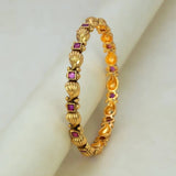 K Supreme Antique Paisley Design Square Kemp Stone Bangle with alternating paisley motifs and square kemp stones. Traditional heritage jewellery.