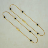 Stylish Gold Plated Black Crystal Box Chain Anklets