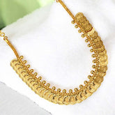 സ്വർണ്ണം പൂശിയ ലക്ഷ്മി നാണയം കസുമാല ക്യാഷ് നെക്ലേസ് സെറ്റ്