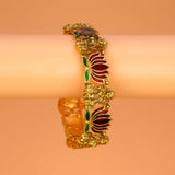 Luxe Matte Finish Lakshmi Lotus Enamel Bangle - KSupreme