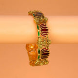 Luxe Matte Finish Lakshmi Lotus Enamel Bangle - KSupreme