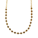 Marvelous Gold Plated Round Stone Necklace featuring black stones and an adjustable chain for women and girls.