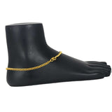 Trendy Gold Plated Curb Link Chain Anklets
