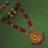 Multi - Strand Pink Hydro Beads Lakshmi Long Necklace Set - K Supreme