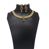 Multicoloured Stones Antique Gold Plated Choker Set - K Supreme