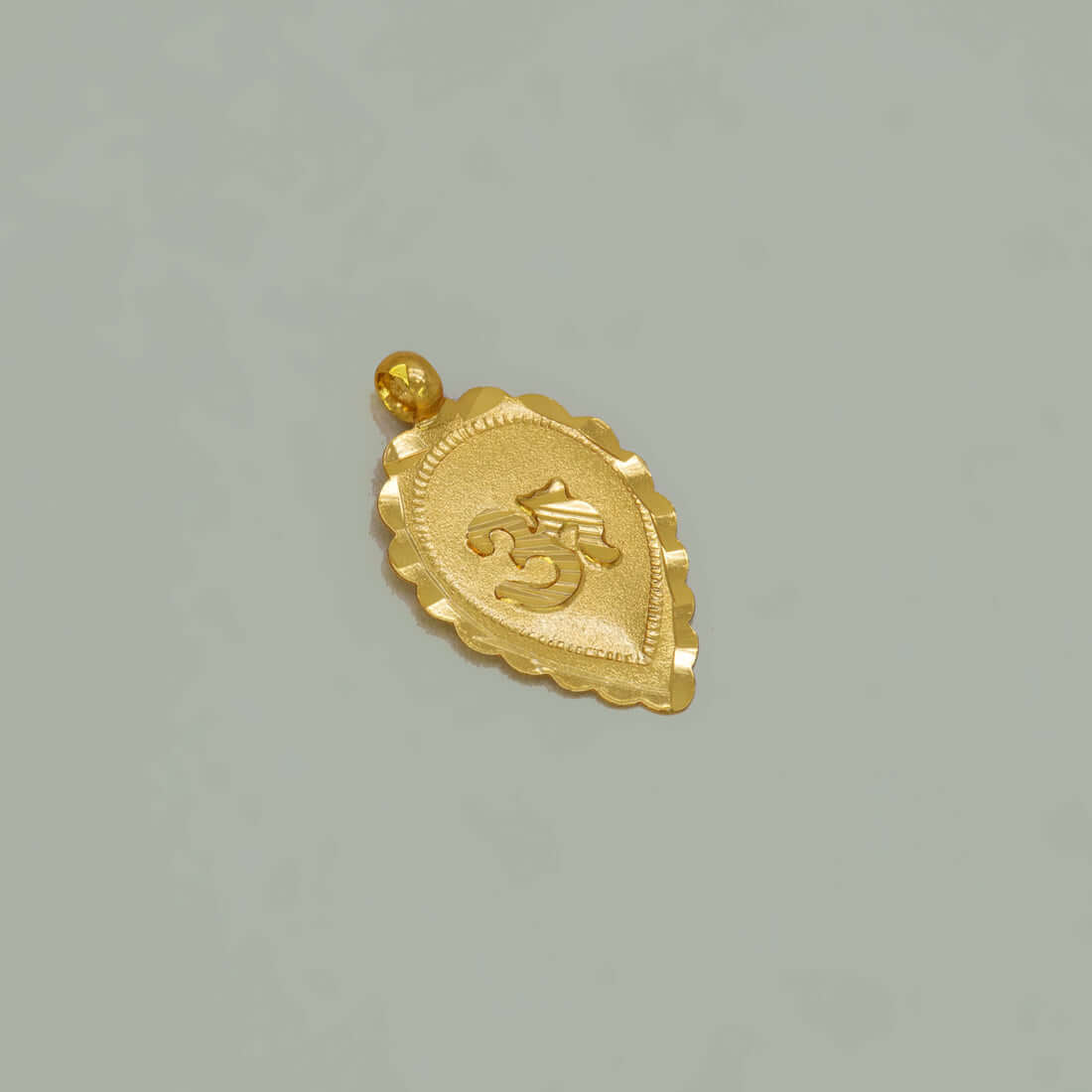 Plain Gold Plated Leaf Om Thali Pendant - K Supreme